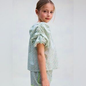 NWT Organic Cotton Floral Puff Sleeve Top • Girls 4T • H&M Adorables